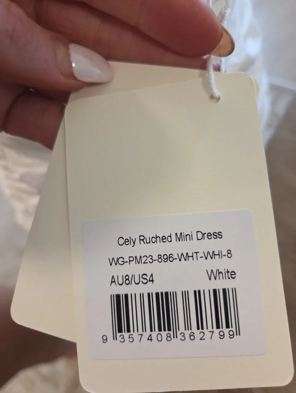 White Halter Ruffle Hem Mini Dress - Picture 3 of 4